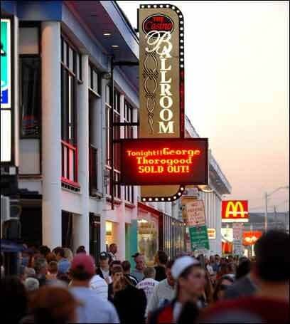 A picture of the sign outside the Casino Ballroom concert venue in Hampton Beach New Hampshire featuring George Thorogood