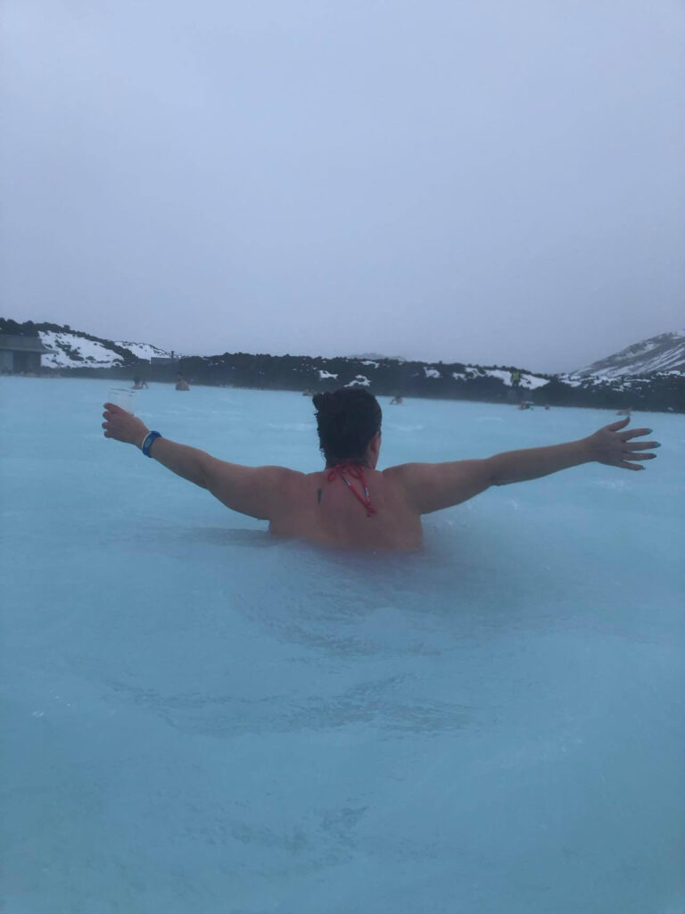 swimming in the blue lagoon waves