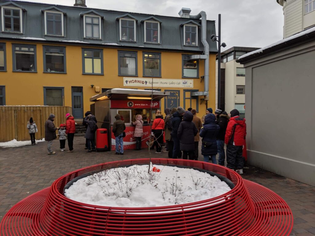 The line at the iconic Icelandic tot dog stand