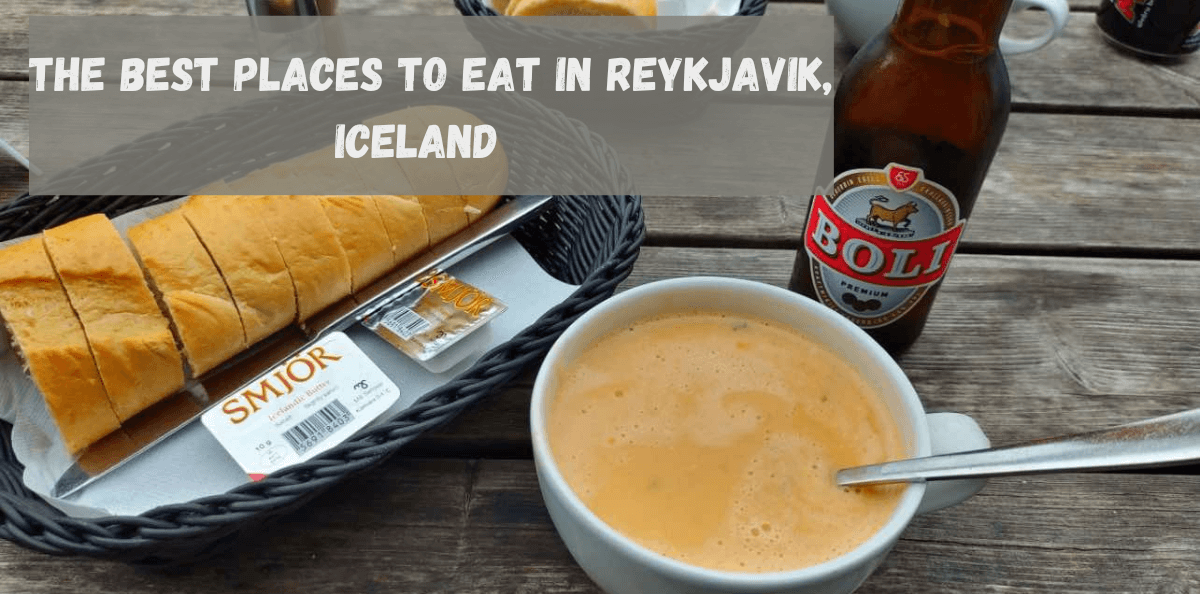 Icelandic lobster soup with bread and a bottle of beer