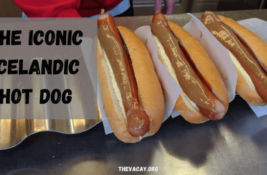 A photo of three properly dressed icelandic hot dogs